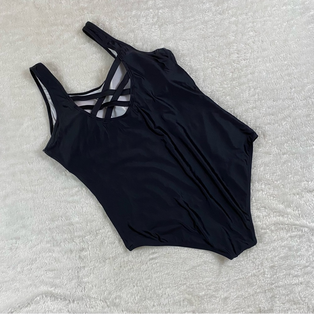 Black Strappy Back One-Piece Swim Suit
